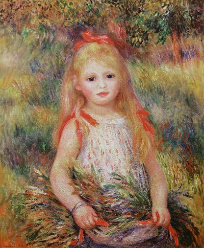 Niña llevando flores, o La pequeña espigadora, 1888 de Pierre Auguste Renoir